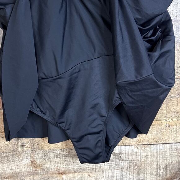 NEW Swimsuits For All Ruched Skirted Bandeau Swimdress Swimsuit Black Size 18 - Picture 5 of 14